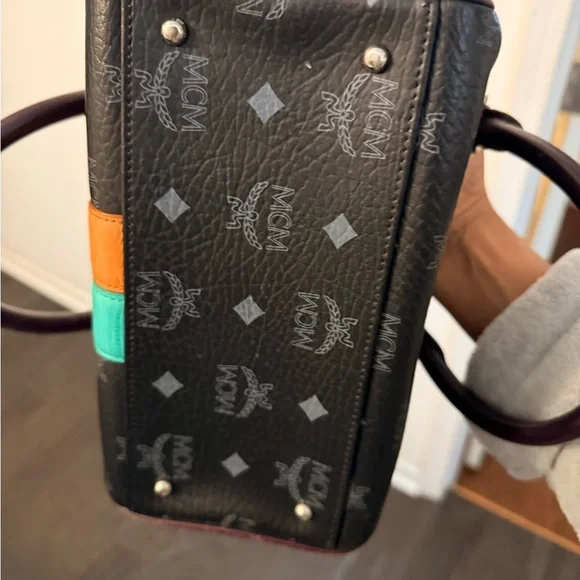 MCM Black Satchel with Colorful Panels - Picture 10 of 10